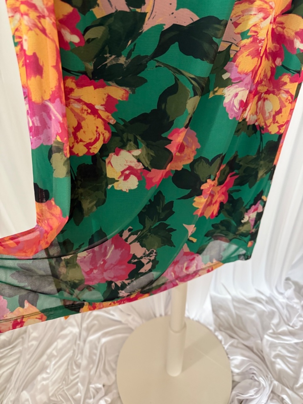IMAN Global Chic Floral Mesh Midi Skirt L NWOT Lined Pull-On - Picture 7 of 16